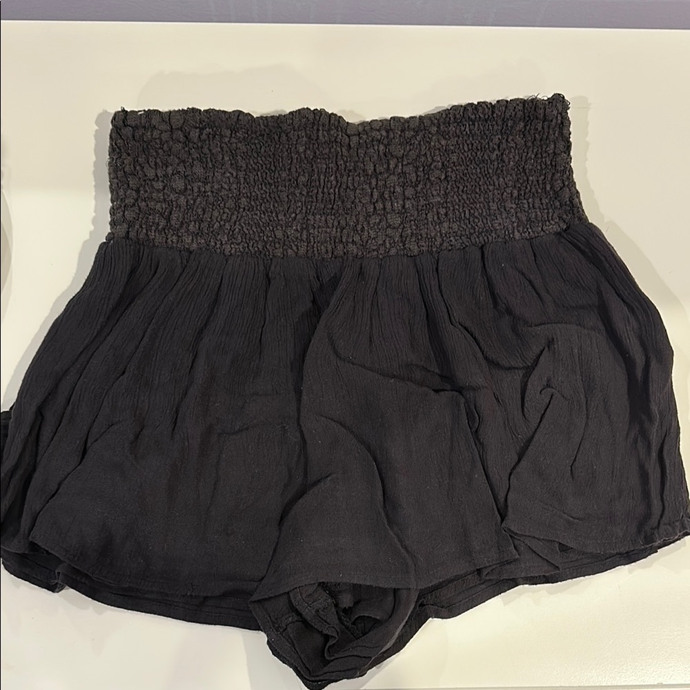 Women's Black Smocked Shorts